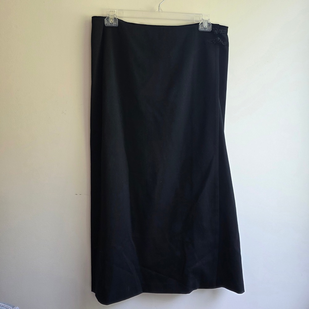 Lauren Ralph Lauren Black Wool Blend Wrap Skirt Size 16 Old Money Preppy Capsule